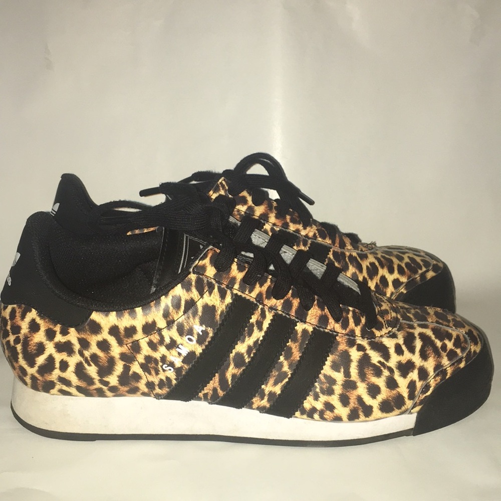 Leopard printed Adidas Samoa